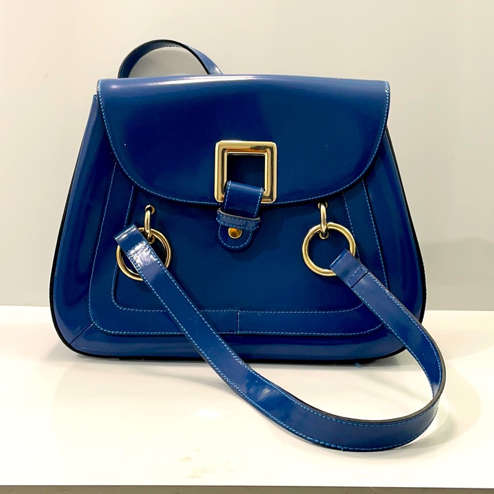 Asia Bellucci blue patent leather handbag